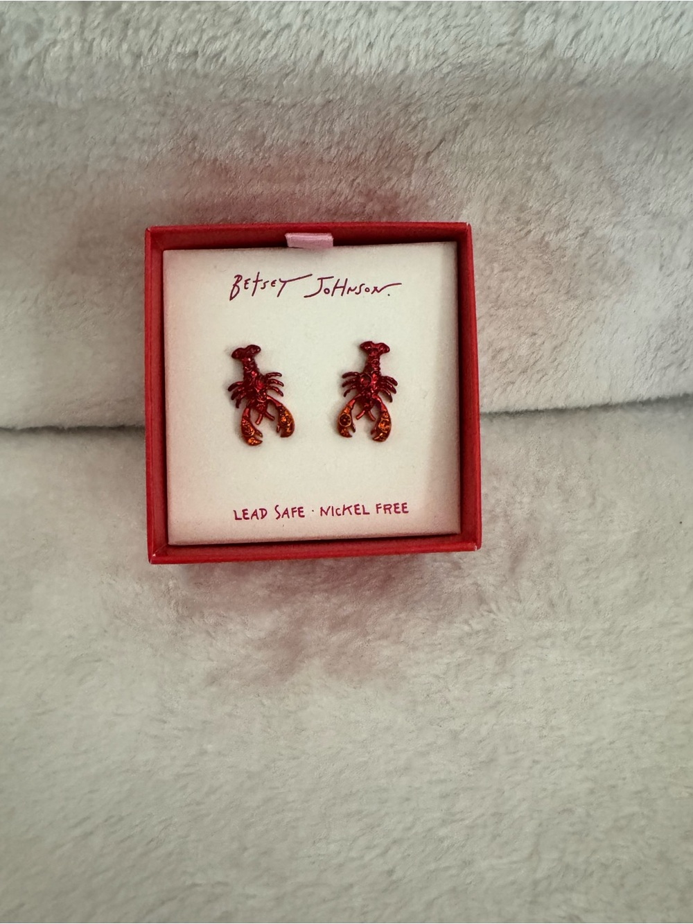 Betsey Johnson Red Lobster Stud Earrings